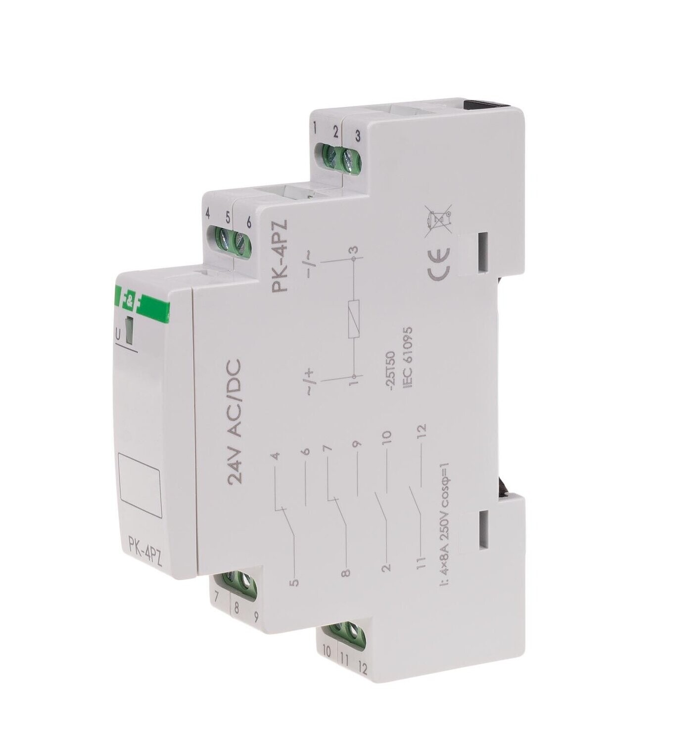 PK-4PZ Elektromagnetisches Relais 24V AC / DC 4x 8A 2x NO/NC + 2x NO
