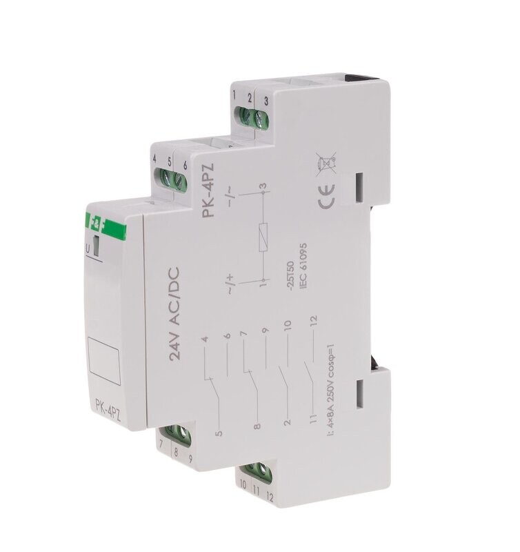 PK-4PZ Elektromagnetisches Relais 24V AC / DC 4x 8A 2x NO/NC + 2x NO PK-4PZ Elektromagnetisches Relais 24V AC / DC 4x 8A 2x NO/NC + 2x NO
