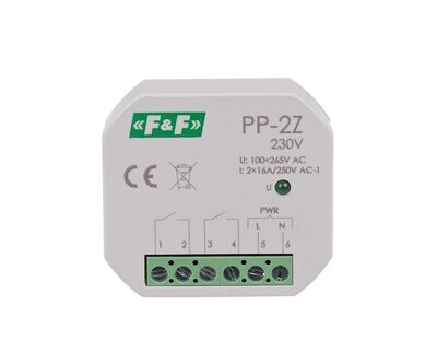 PP-2Z Elektromagnetische Relais 230V 16A 2x NO LED Beleuchtung