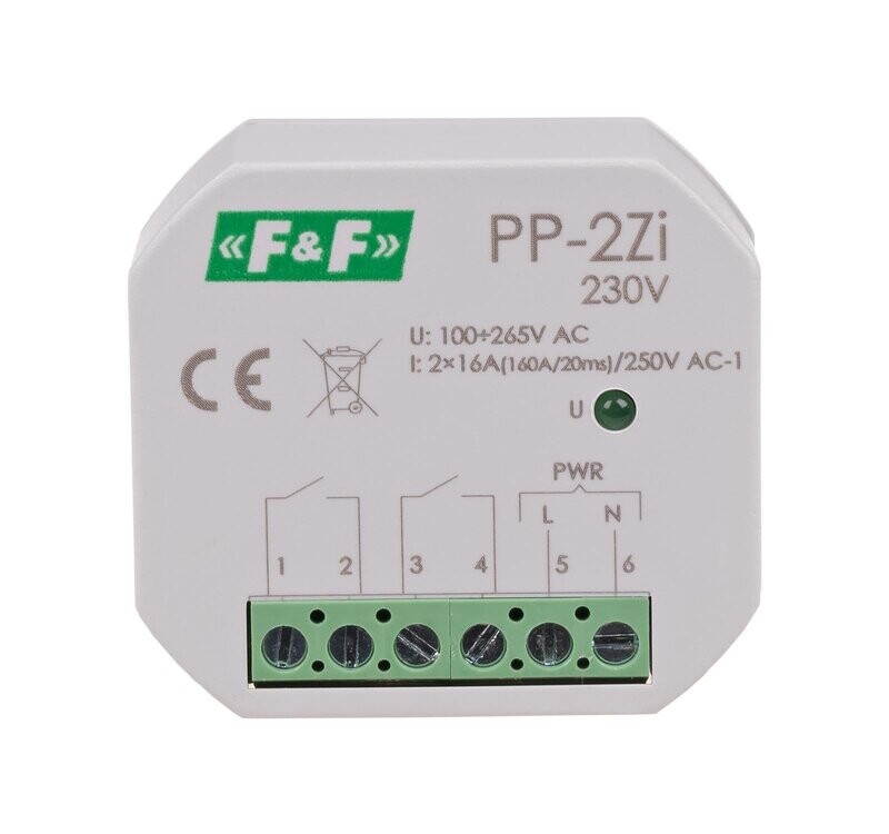 PP-2Zi Elektromagnetisches Relais 230V 16A ( 160A /20ms) 2x NO PP-2Zi Elektromagnetisches Relais 230V 16A ( 160A /20ms) 2x NO