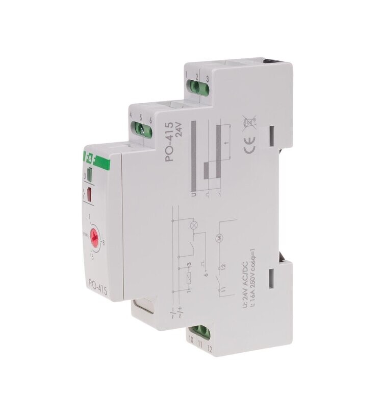 PO-415 Zeitrelais 24V AC DC mit verzögerter Ausschaltung PO-415 Zeitrelais 24V AC DC mit verzögerter Ausschaltung
