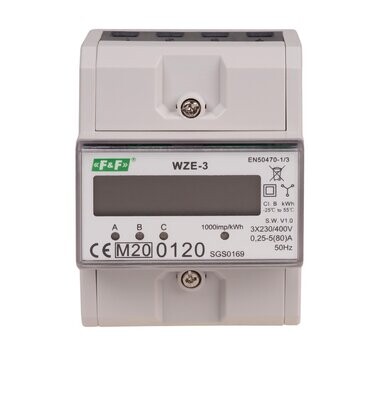 WZE-3 Dreiphasen Stromzähler 80A MID geeicht 3x 230v / 400V + N