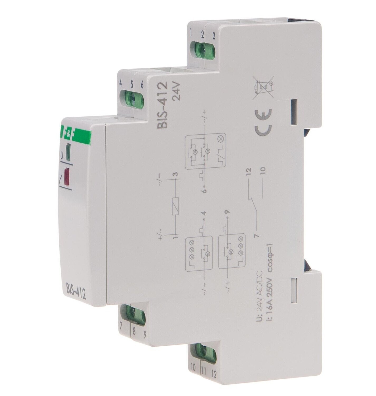 F&F BIS-412 24V AC/DC Bistabiles Relais für Beleuchtung GRUPPENSTEUERUNG