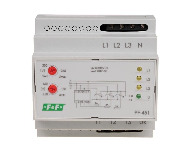 F&F PF-451 Autom. Phasenschalter arbeitet mit Schützen einstellbare Schwellen F&F PF-451 Autom. Phasenschalter arbeitet mit Schützen einstellbare Schwellen