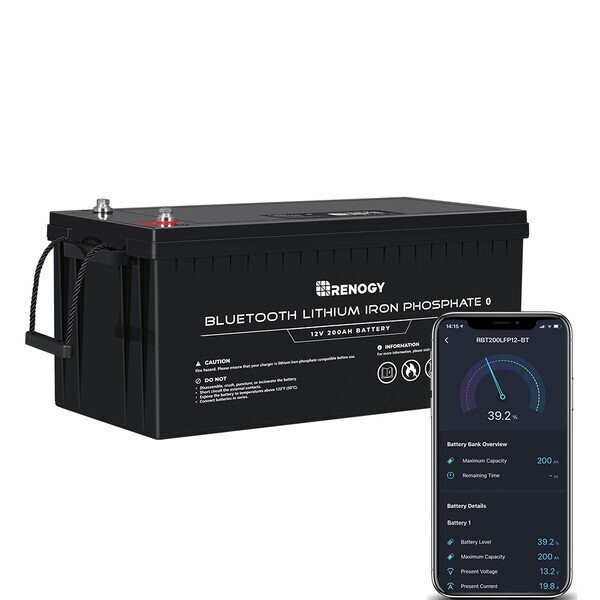 Renogy 200Ah LiFePo4 Lithium Batterie Smart BMS Mit Bluetooth
