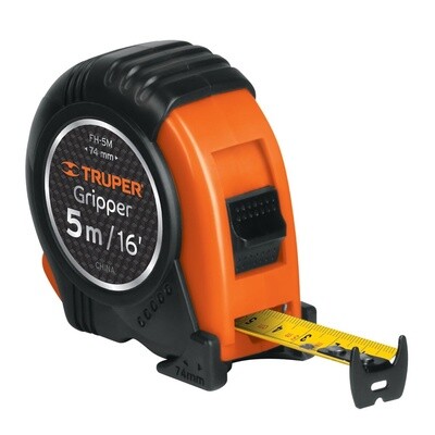 Flexometro Gripper contra impactos 5 m cinta 19 mm, Truper COD 14578