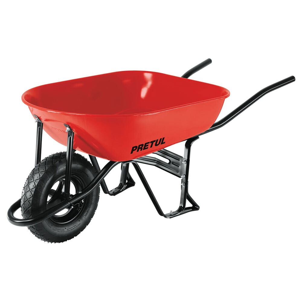 Carretilla 5.5 ft3 roja,neumatica,bastidor tubular, Pretul COD 20627