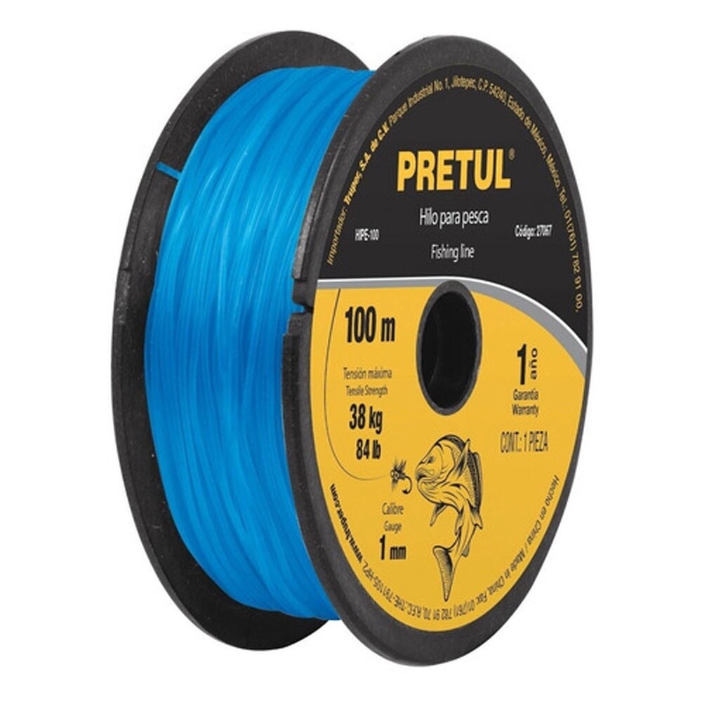 Carrete con 100 m de hilo para pesca azul calibre 1.00 mm COD 27067