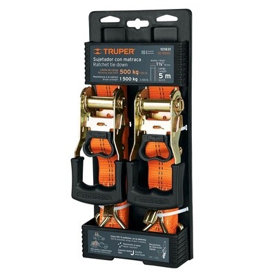 SUJETADORES CON MATRACA, CARGA MAXIMA 1500 KG  COD 101831 TRUPER SU-1500C