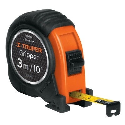 FLEXOMETRO  GRIPPER, CONTRA IMPACTO, 3M CINTA 13 MM COD 14577 TRUPER FH-3M