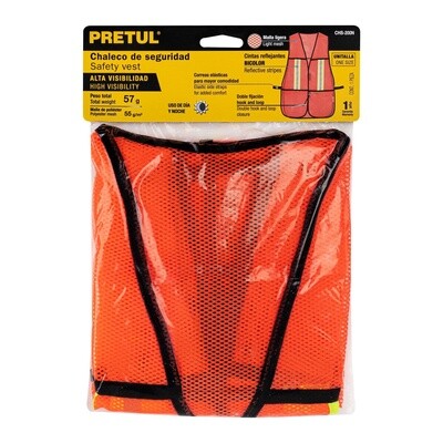 Chaleco de seguridad con cintas reflejantes, naranja, Pretul COD 21025