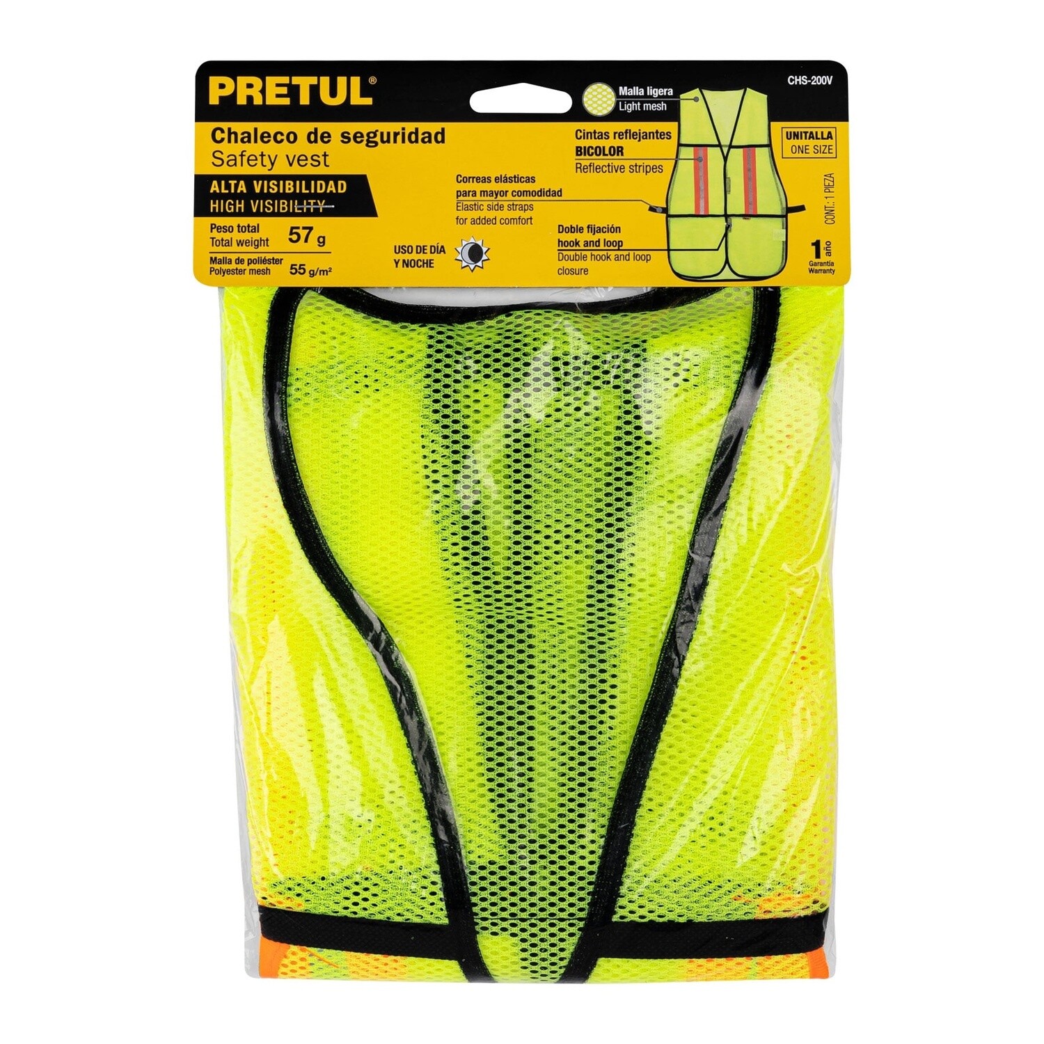 Chaleco de seguridad con cintas reflejantes, verde, Pretul COD 21026
