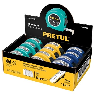 Flexometro 5 m cinta 19 mm, Pretul COD 21608