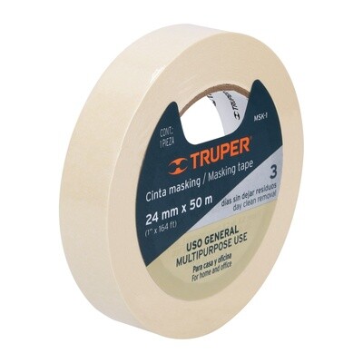 Cinta masking tape de 1 x 50 m, Truper COD 12591