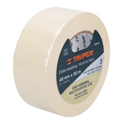 Cinta masking tape de 2 x 50 m, Truper COD 12593