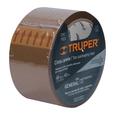 Cinta de empaque 48 mm x 40 m canela, Truper COD 12550