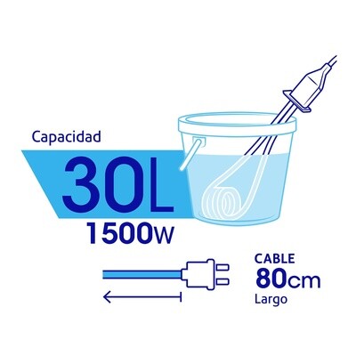 Calentador de inmersion p/agua N8 de 30 L, 1500 W, Volteck COD 49980