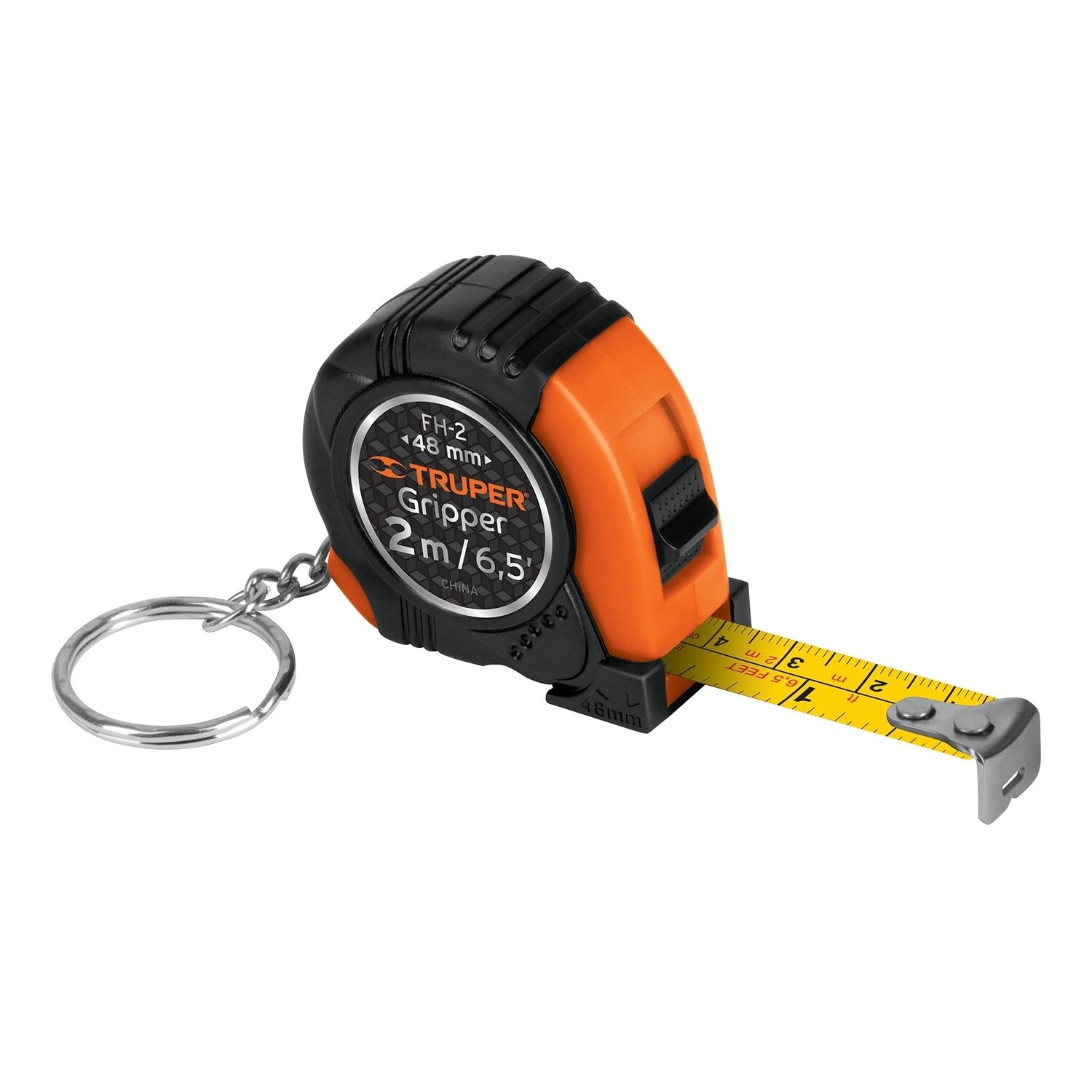 Flexometro Gripper de 2 m tipo llavero, cinta 13 mm, Truper COD 14602