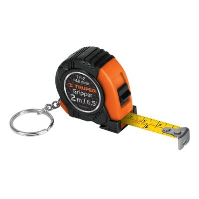 Flexometro Gripper de 2 m tipo llavero, cinta 13 mm, Truper COD 14602