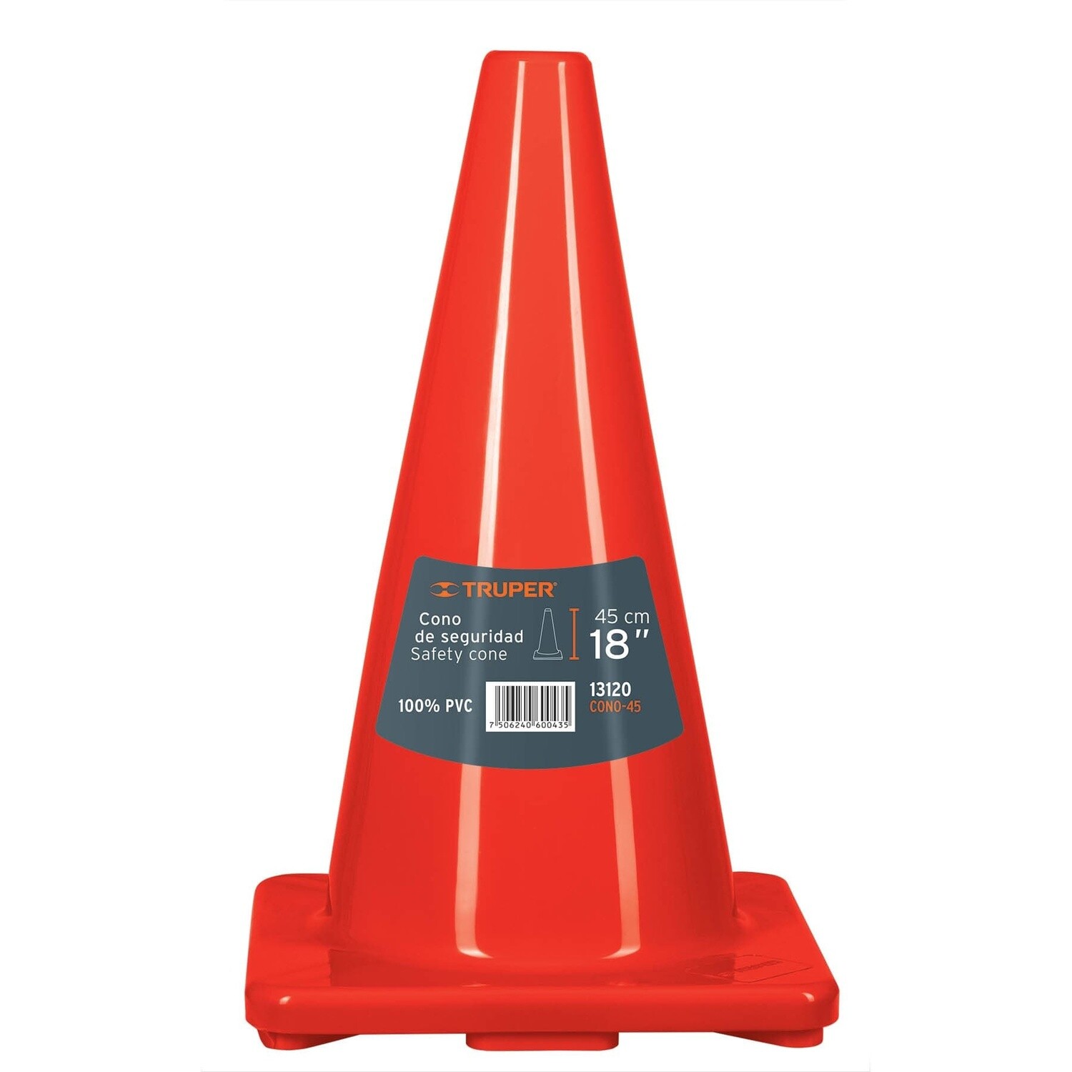 Cono de precaucion de 45 cm de PVC, Truper COD 13120