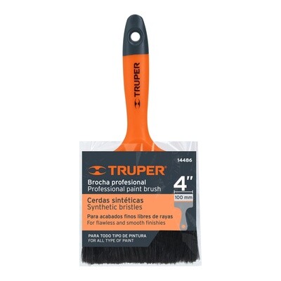 BROCHA PROFESIONAL, MANGO DE MADERA,  4" COD 14486 TRUPER BRT-4