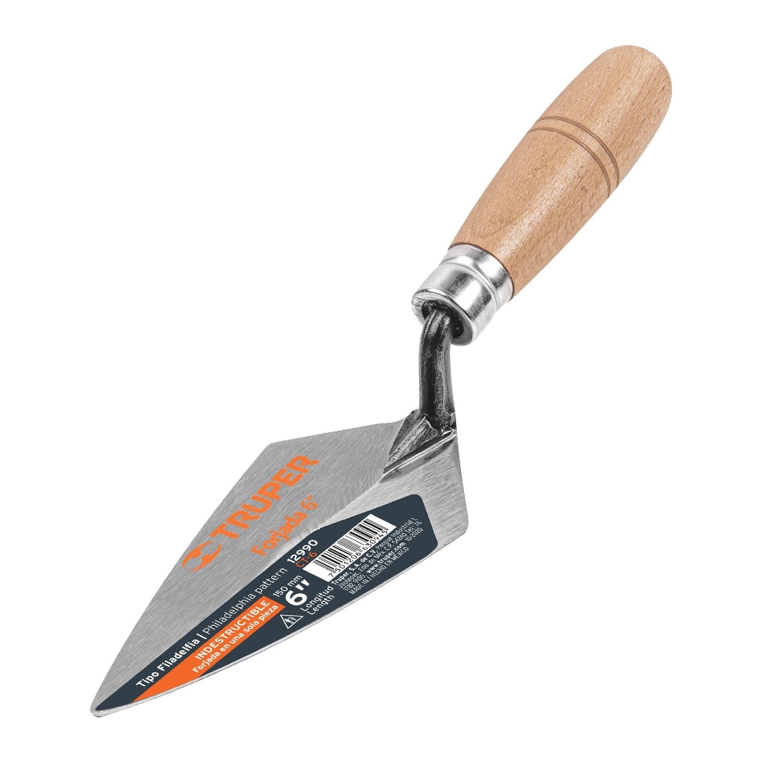 Cuchara para albanil 6 forjada tipo Filadelfia, Truper COD 12990