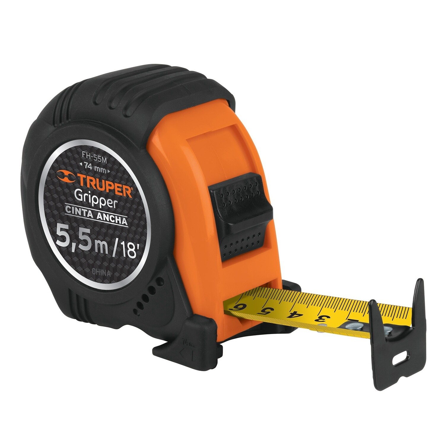 Flexometro Gripper contra impactos 5.5 m cinta 25 mm, Truper COD 14613
