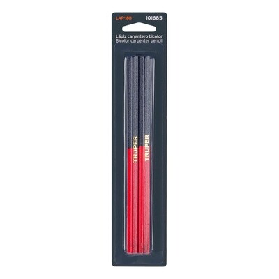 Blister con 2 lapices 18 cm bicolor gruesos para carpintero COD 101685