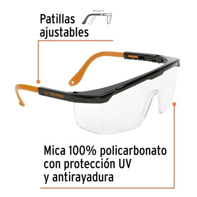 LENTES DE SEGURIDAD AJUSTABLE TRANSPARENTE TRUPER CLASSIC 14284