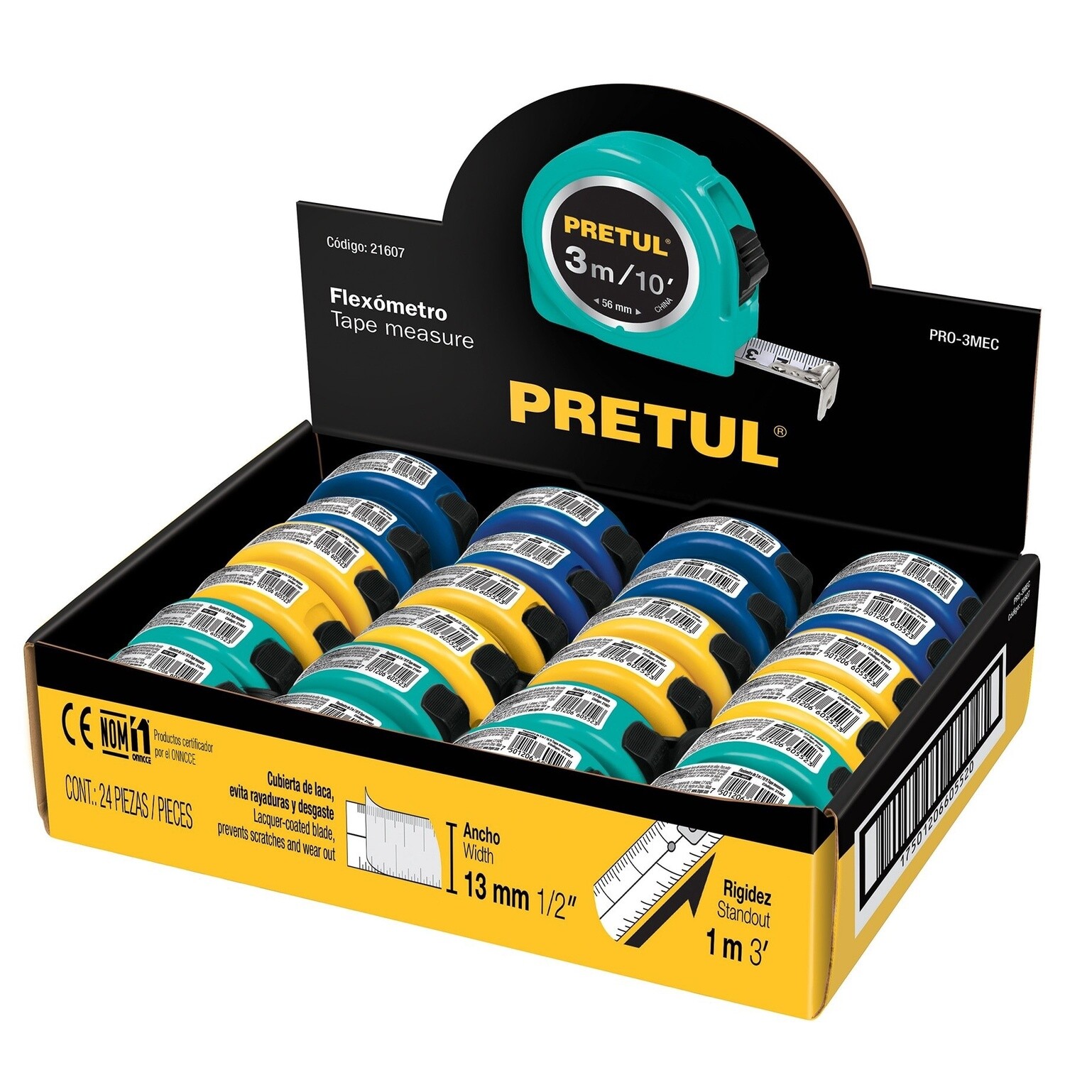Flexometro 3 m cinta 13 mm, COD 21607