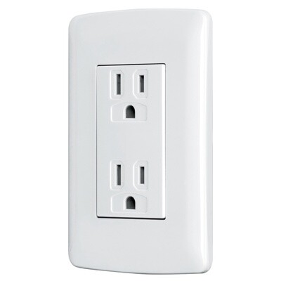 Contacto duplex aterrizado, color blanco, linea Italiana COD 48130