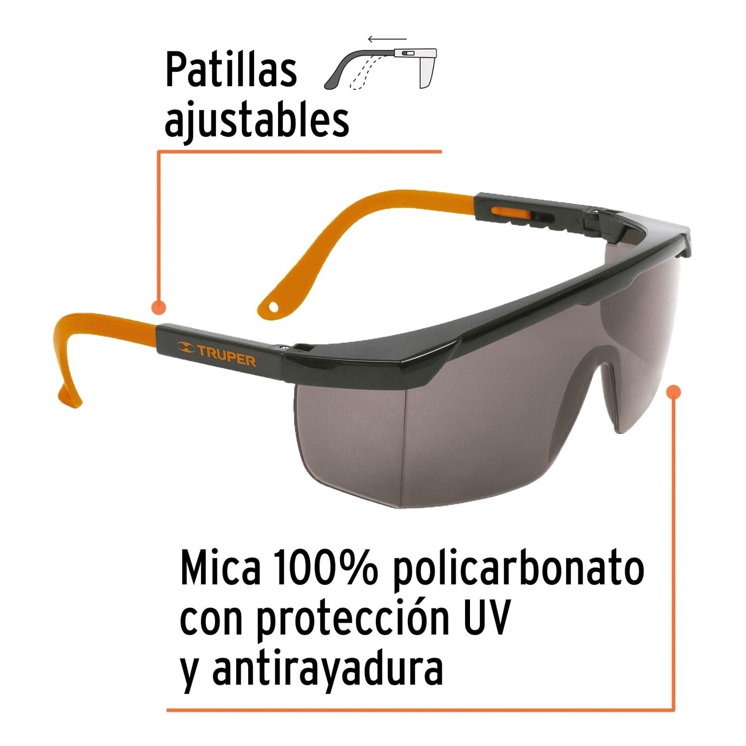 Lentes de seguridad ajustables grises, Truper Classic COD 14213