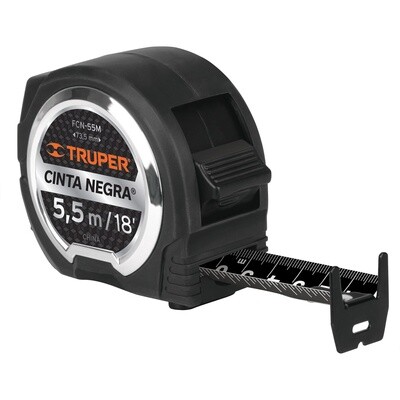 Flexometro contra impactos 5.5 m, Cinta Negra 25 mm, Truper COD 11745