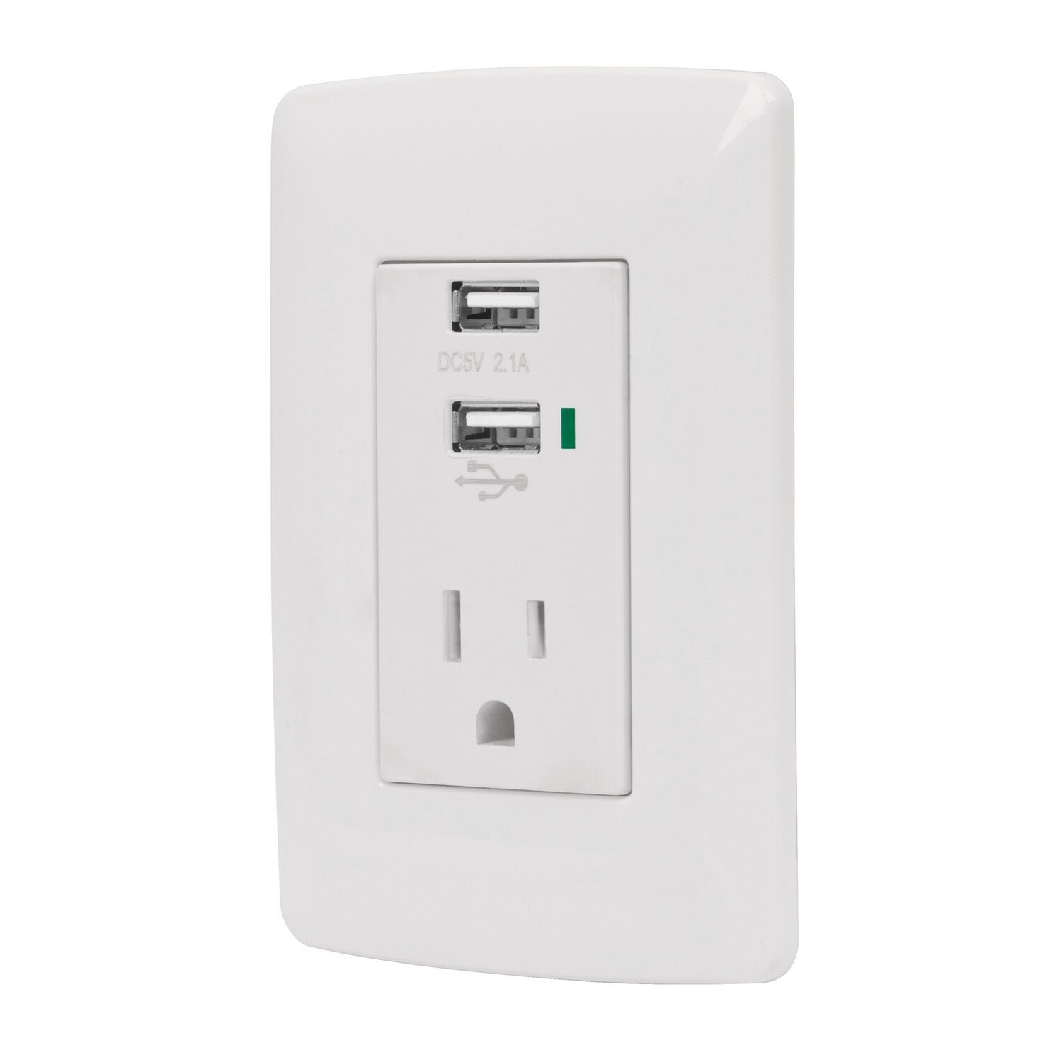 Contacto aterrizado 2 puertos USB, blanco, linea Italiana COD 48065