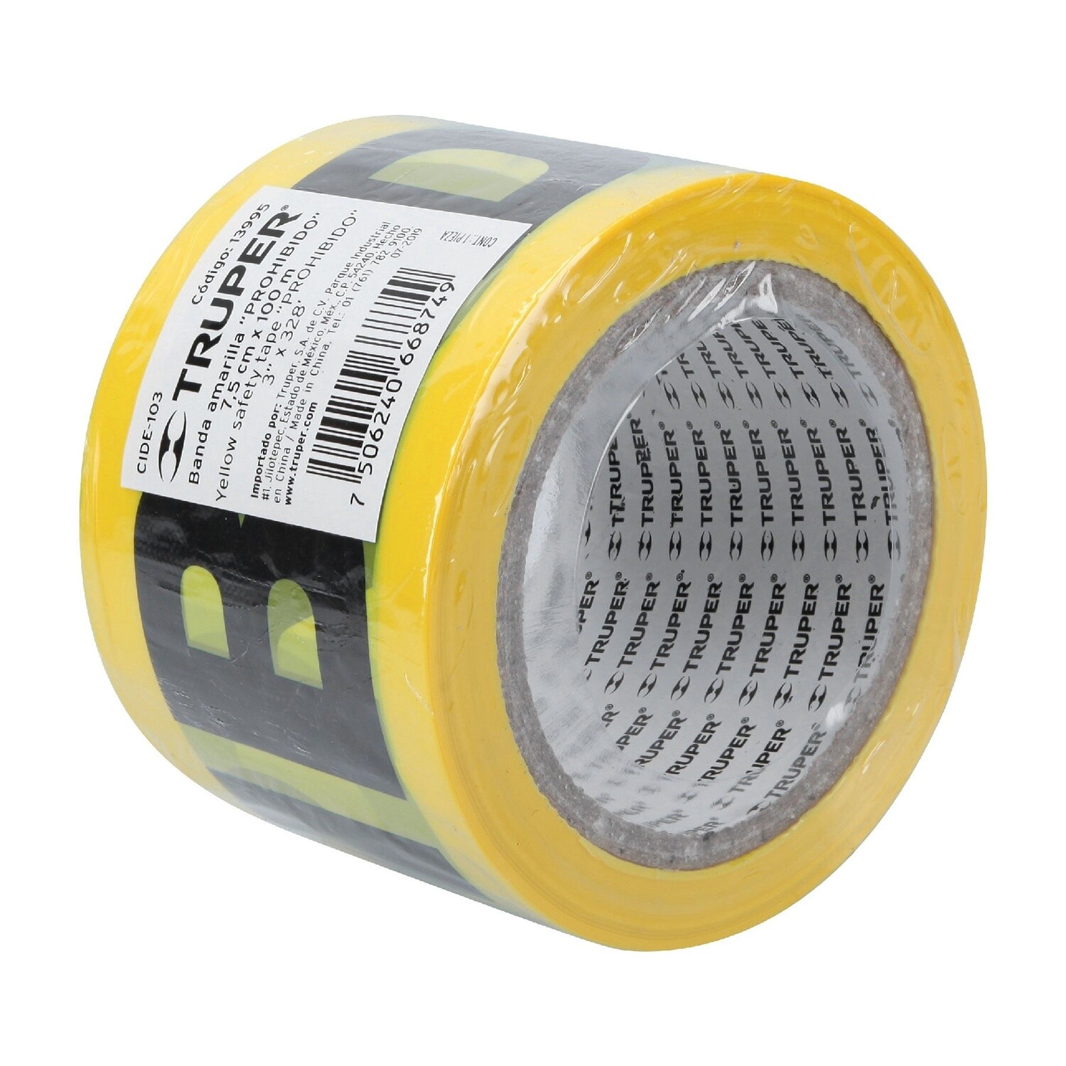 CINTA DELIMITADORA "PROHIBIDO" 100 M COD 13995 TRUPER CIDE-103