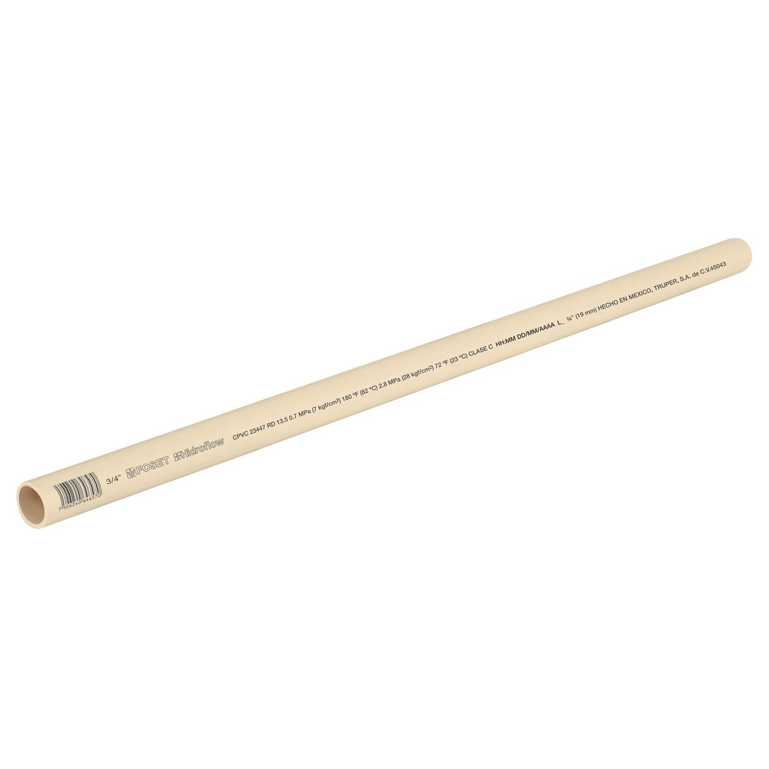 TUBO CPVC 3/4" DE 3 METROS TRUPER 45043