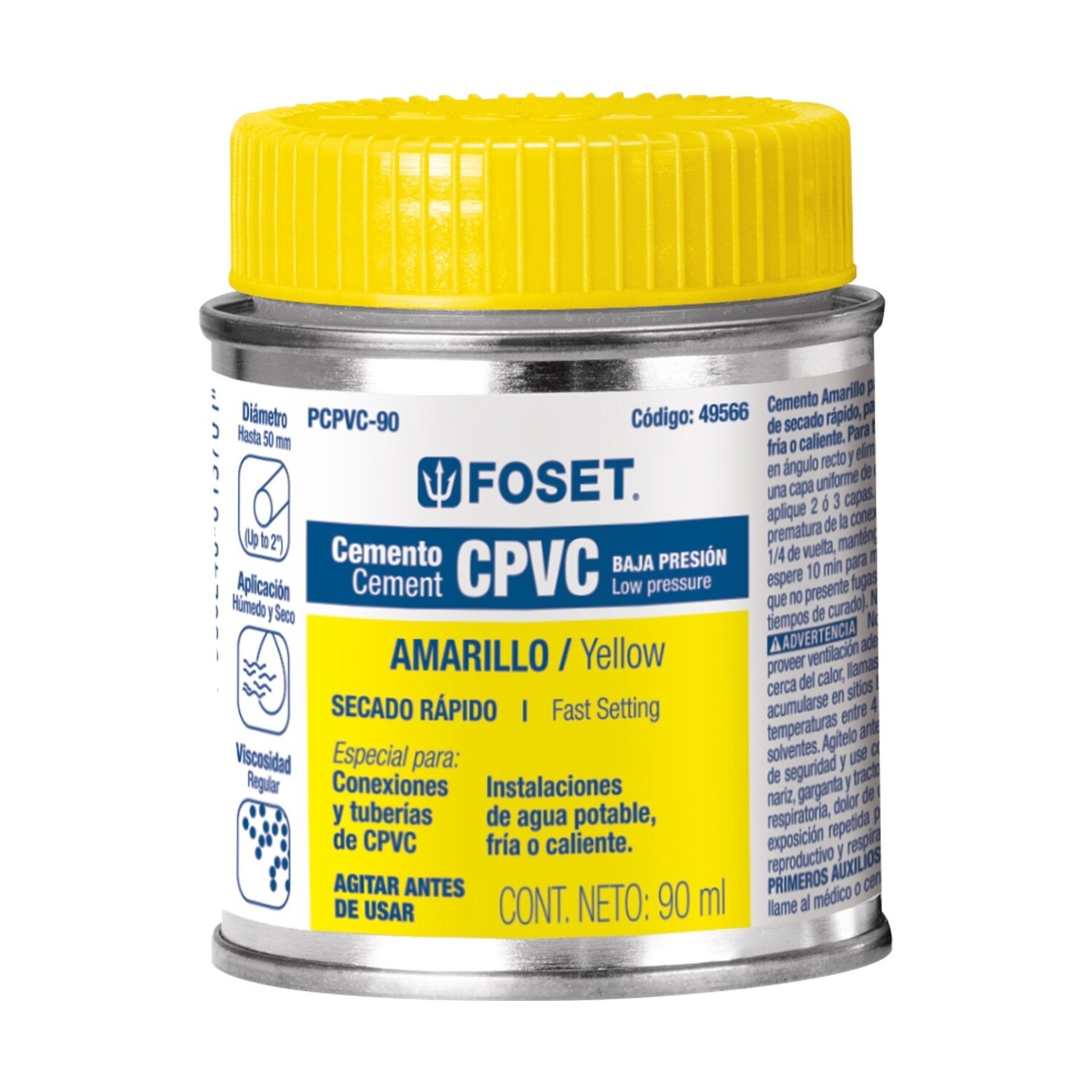 Cemento para cpvc en bote de 90 ml TRUPER 49566