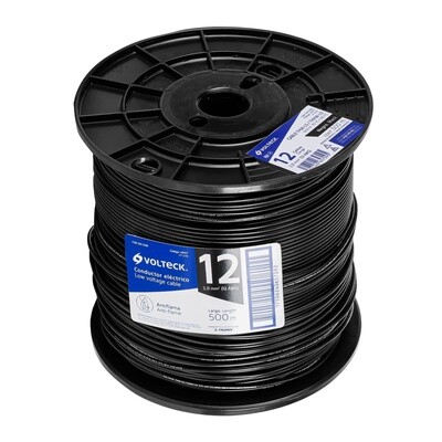 Cable THW 12 negro en carrete de 500 m (POR METRO) COD 40117