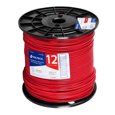 Cable THW 12 rojo en carrete 500m (POR METRO) COD 40125