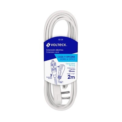 Extension electrica domestica 2 m clavija plana, blanca COD 48000
