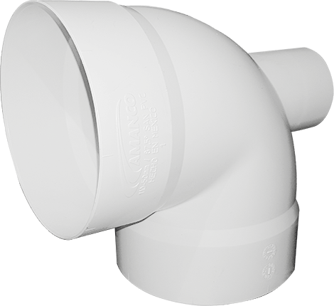 CODO PVC 90° 4" CON SALIDA 2", TRASERA 2" PT5017A