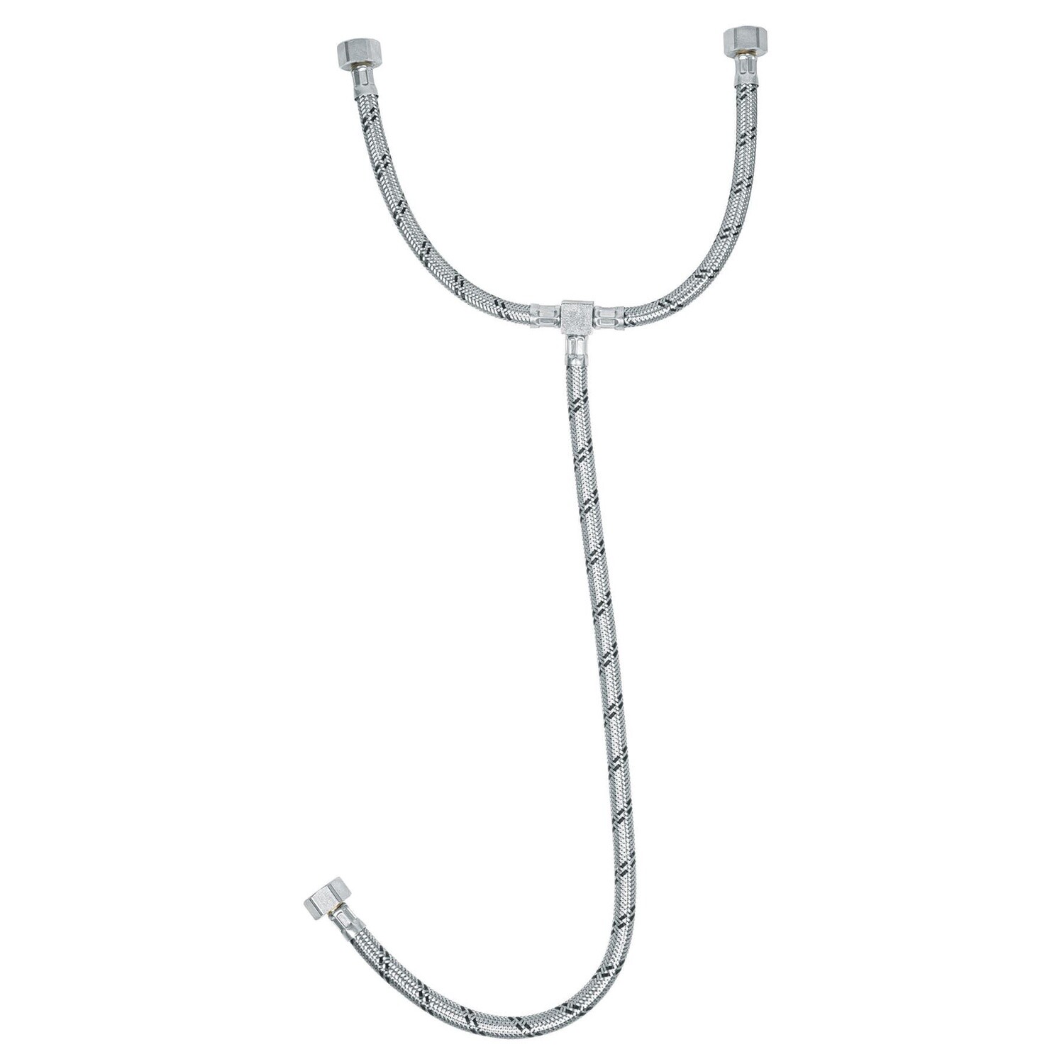 Manguera T lavabo/fregadero, acero inox,1/2x1/2x1/2,55cm COD 49124