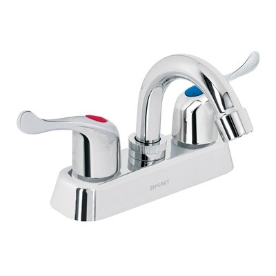 MEZCLADORA PLASTICA 4 CUELLO CURVO PARA LAVABO, PALANCA	45512