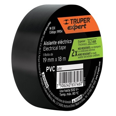 Cinta de aislar 19mm x 18m Truper Expert COD 19954