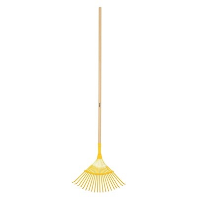 Escoba metalica para jardin, curva, 20 dientes, mango 48 COD 21431