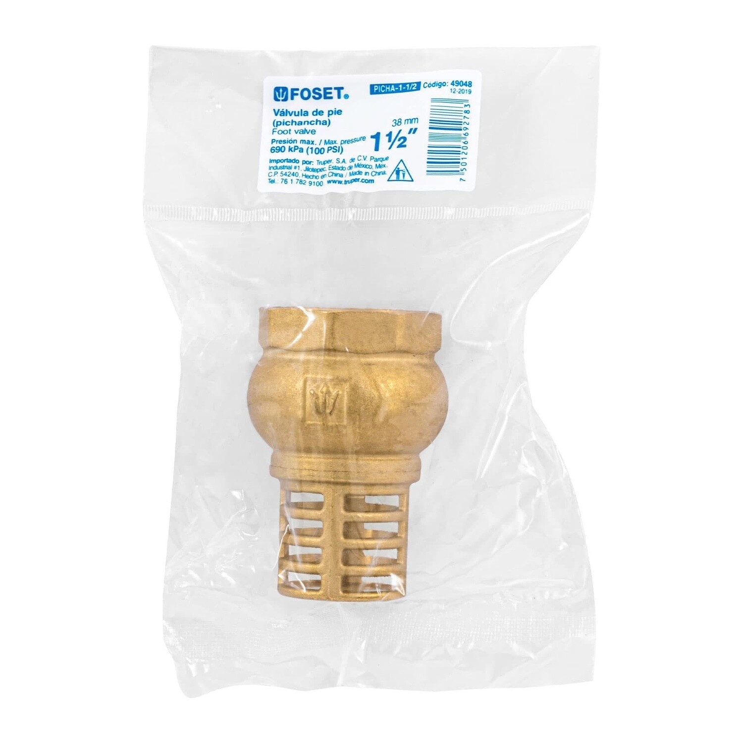 Valvula check Pichancha con rejilla de laton 1-1/2, Foset COD.49048 FOSET