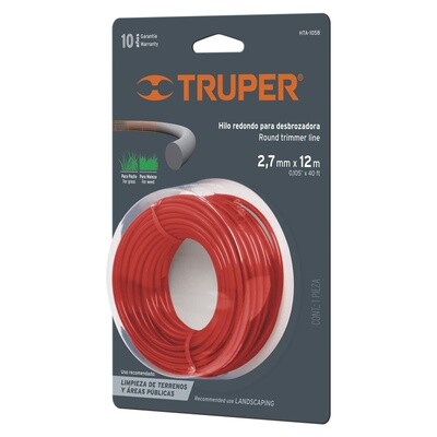 Rollo de hilo para desbrozadora. 2.7 mm x 12 m. truper 16945