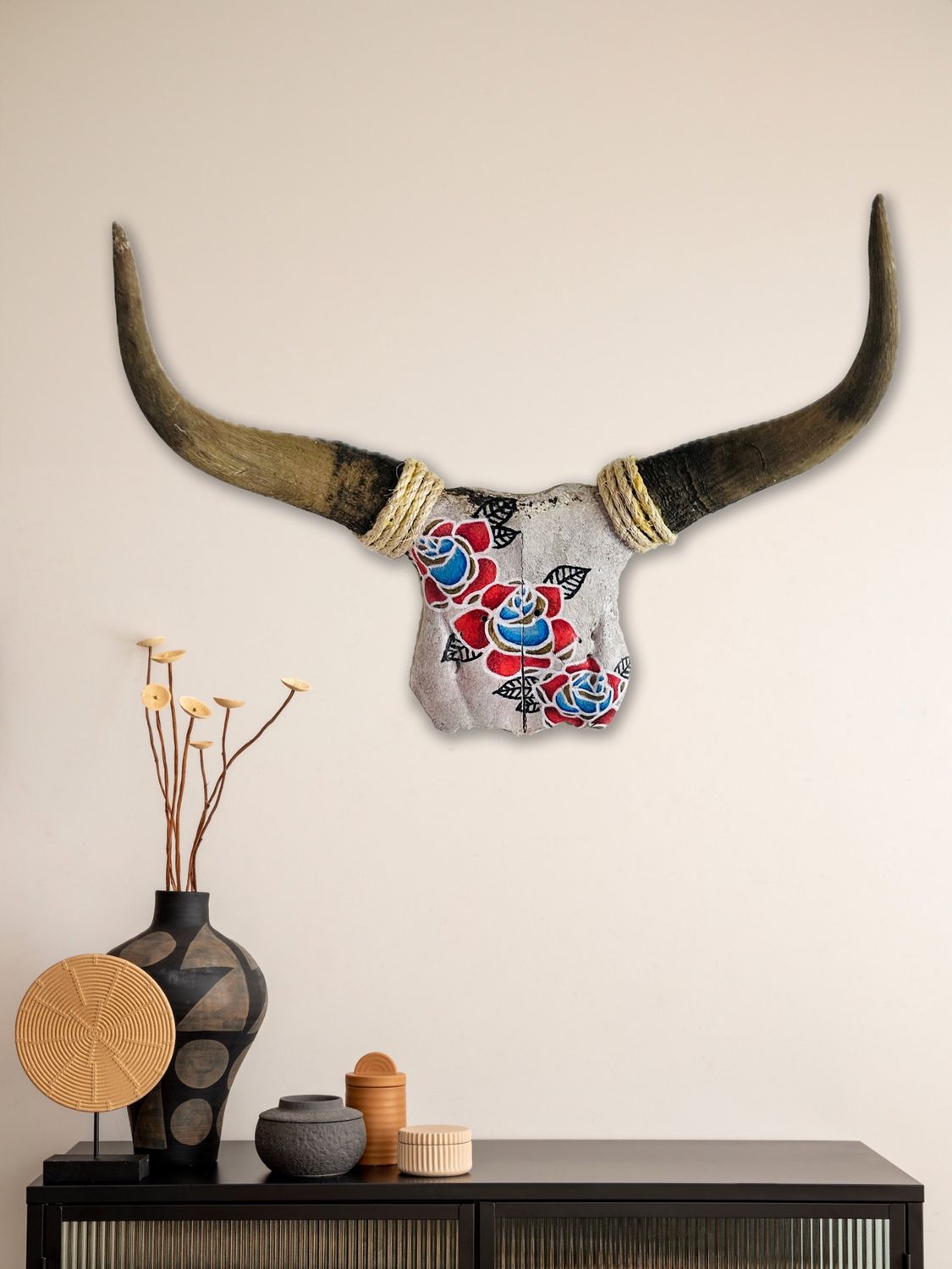 Painted bull skull