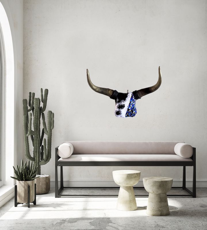 Mosaic Bull Skull