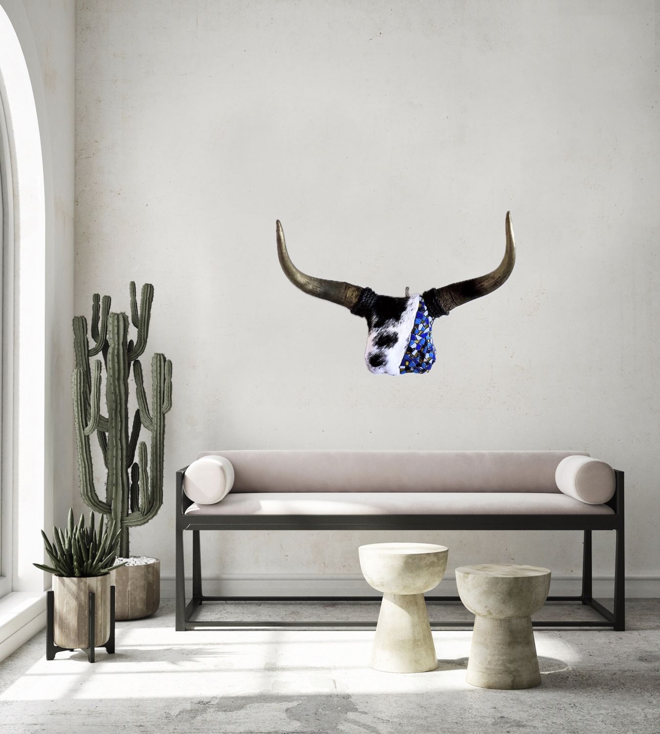 Mosaic Bull Skull